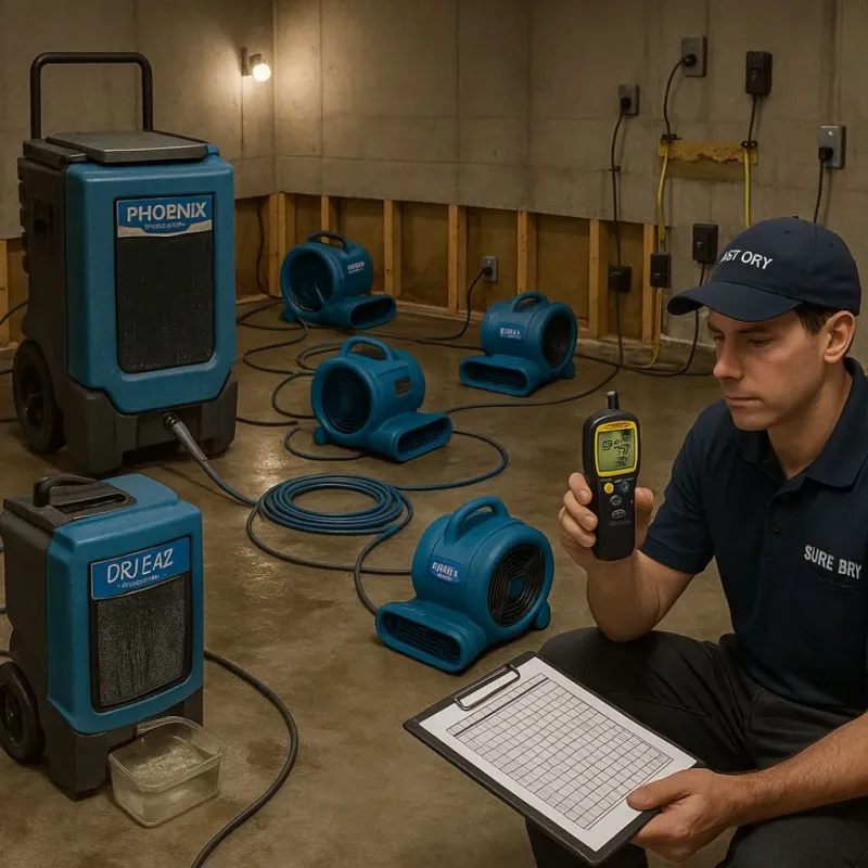 Structural Drying and Dehumidification process in Raymore, MO